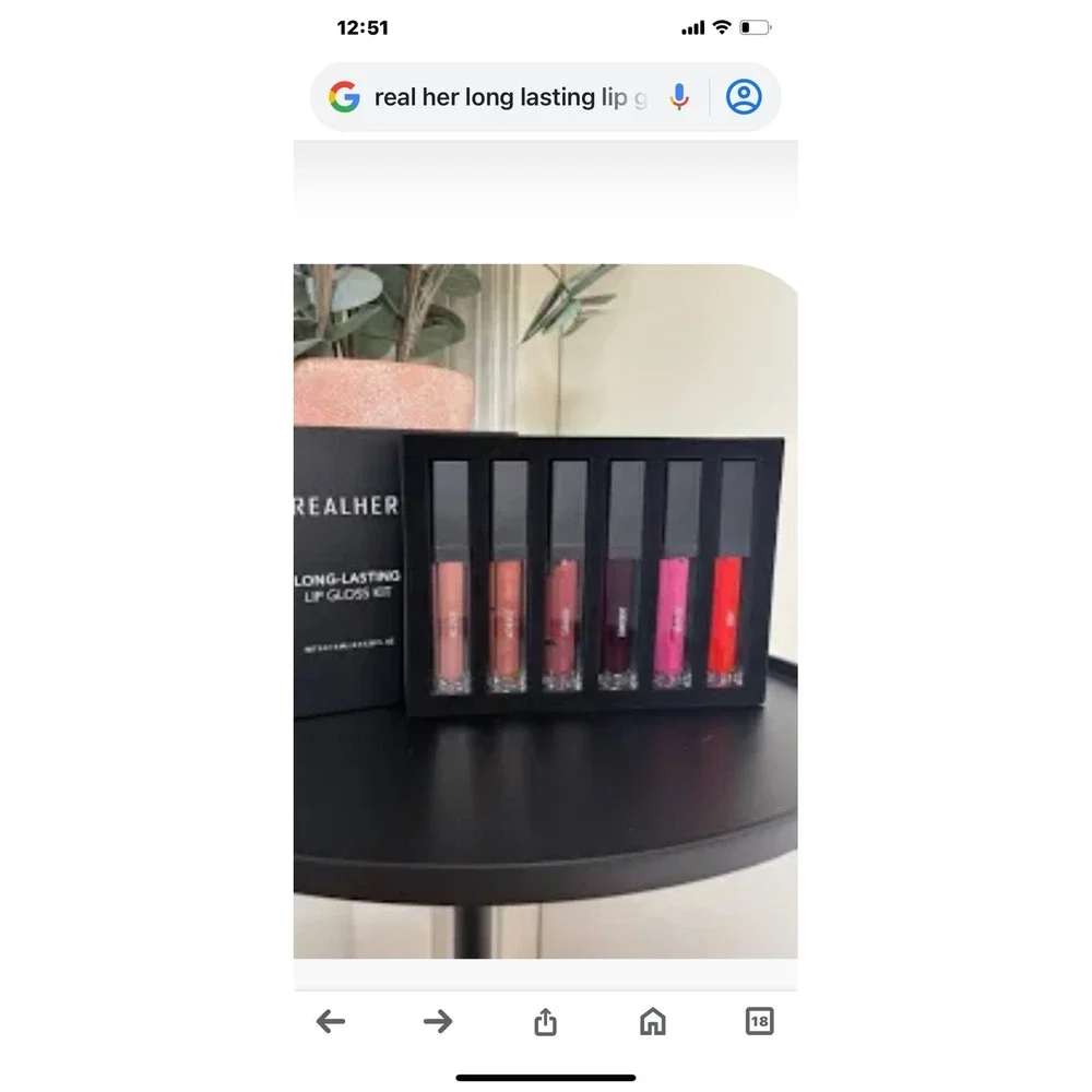 REALHER Long-Lasting Lip Gloss Kit 6 Piece Set Nudes Pinks Reds New in Box